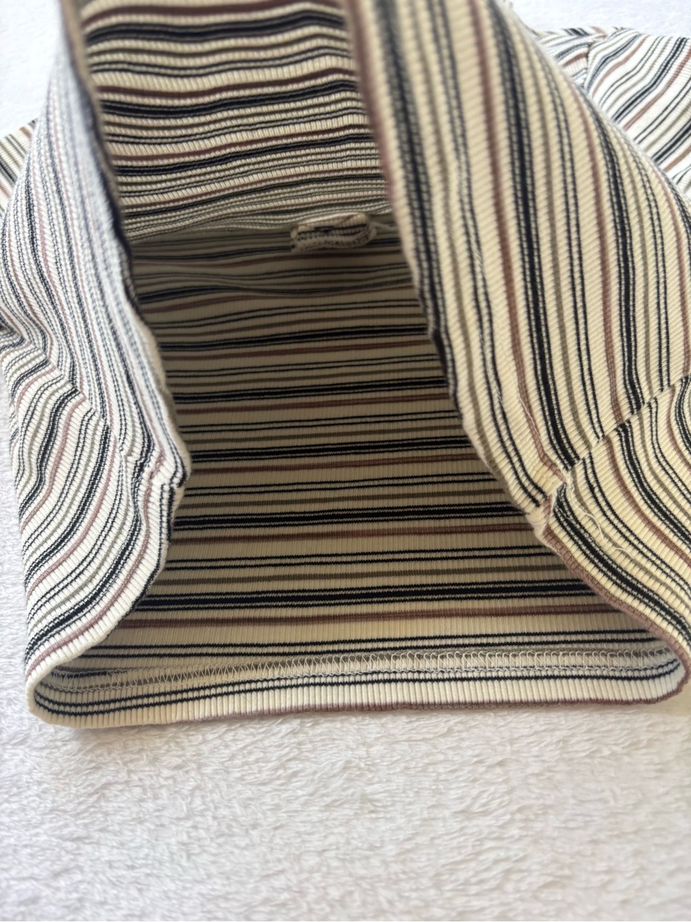 Tomboy Beige & Black Striped Polo Tee - Picture 6 of 7